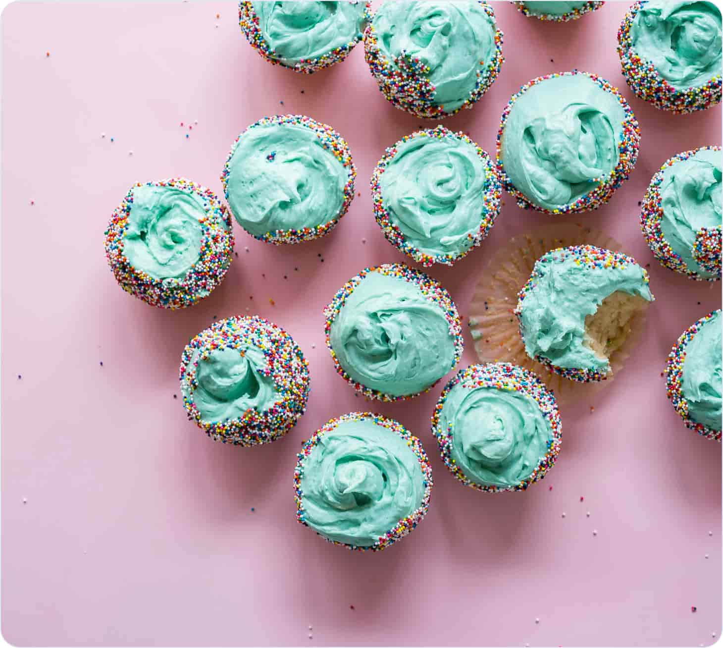 Top-down angle cupcake photography