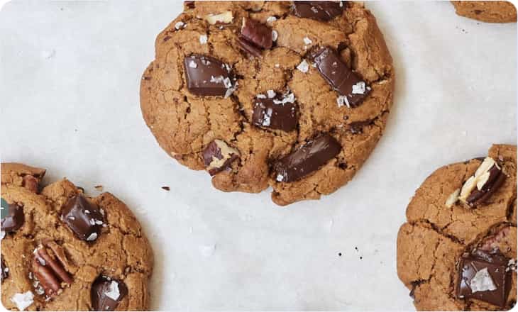 Chocolate cookies with nuts