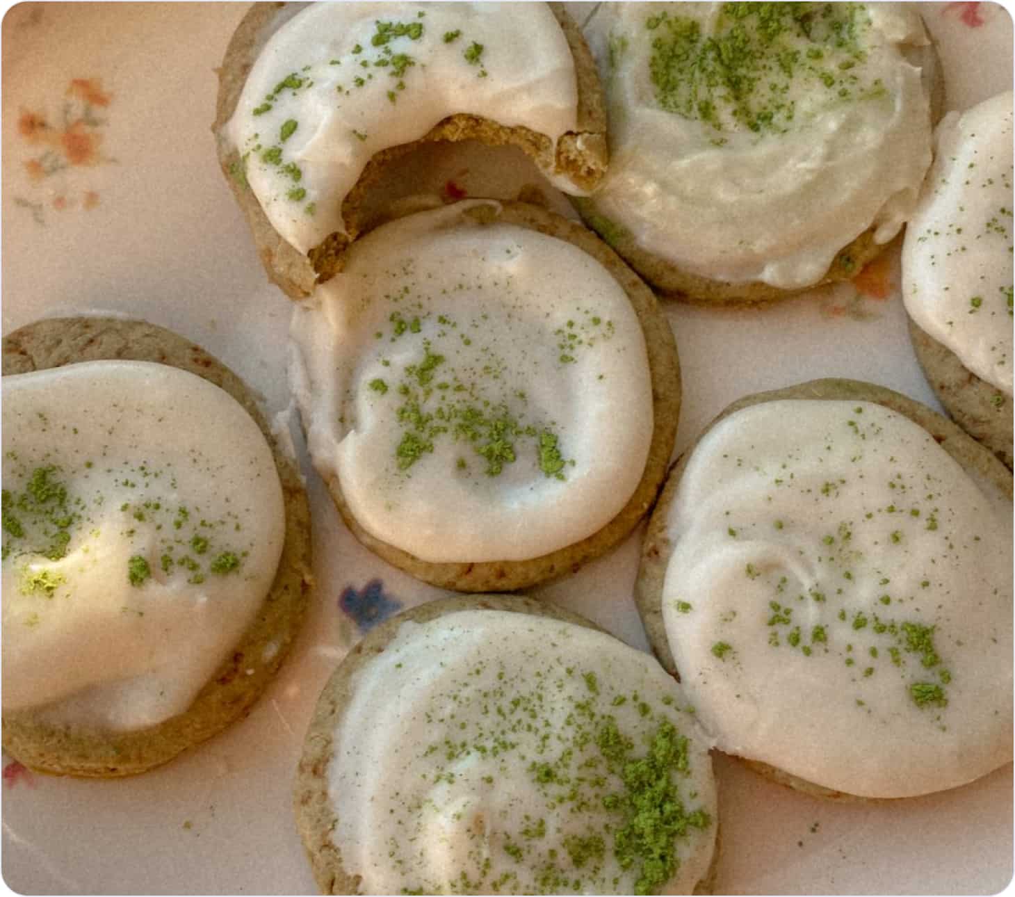 Christmas cookies with icing and matcha