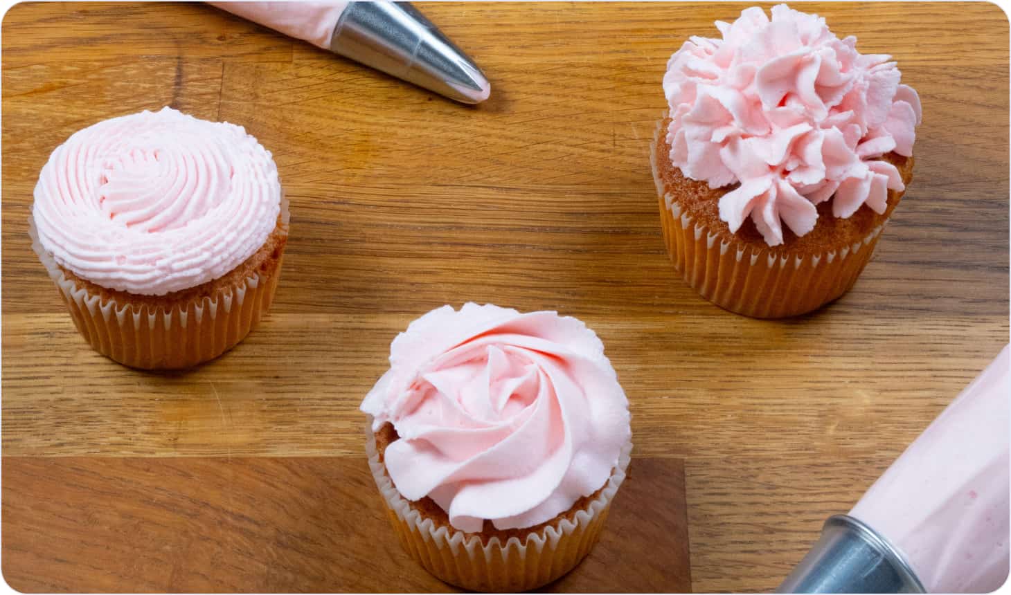 Swirls and ruffles on a cupckae