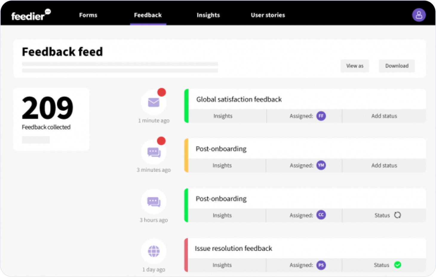Feedier feedback manager example