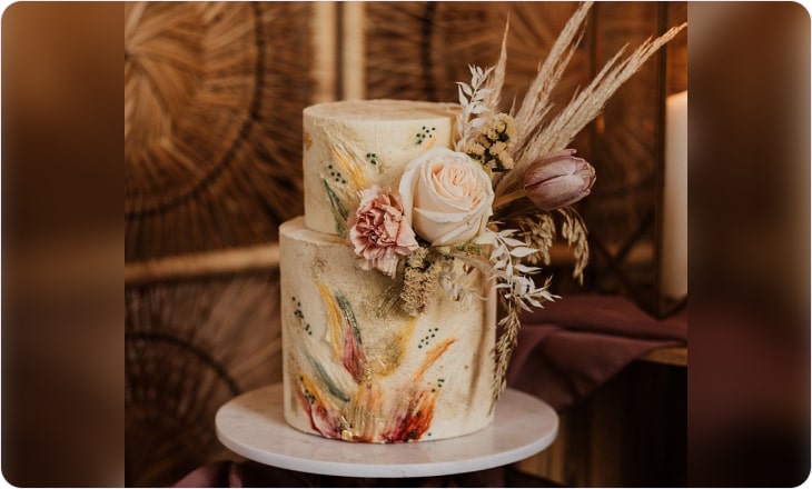 Boho style wedding cake example