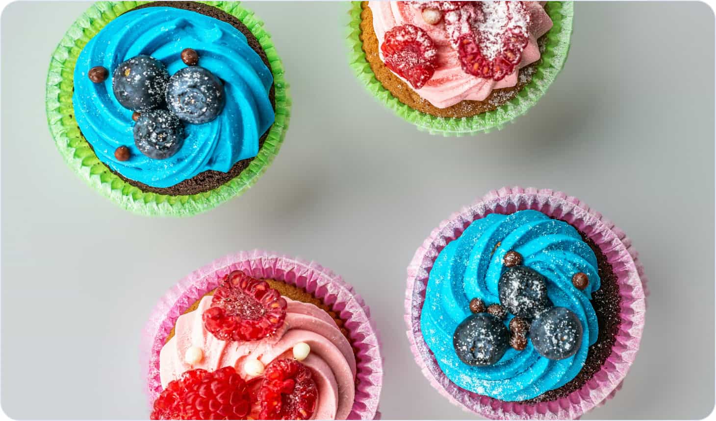 Cupcakes decorated with fruits