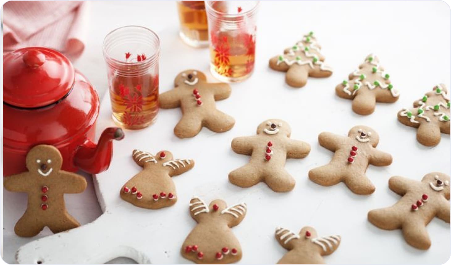 Festive gingerbread cookies with icing