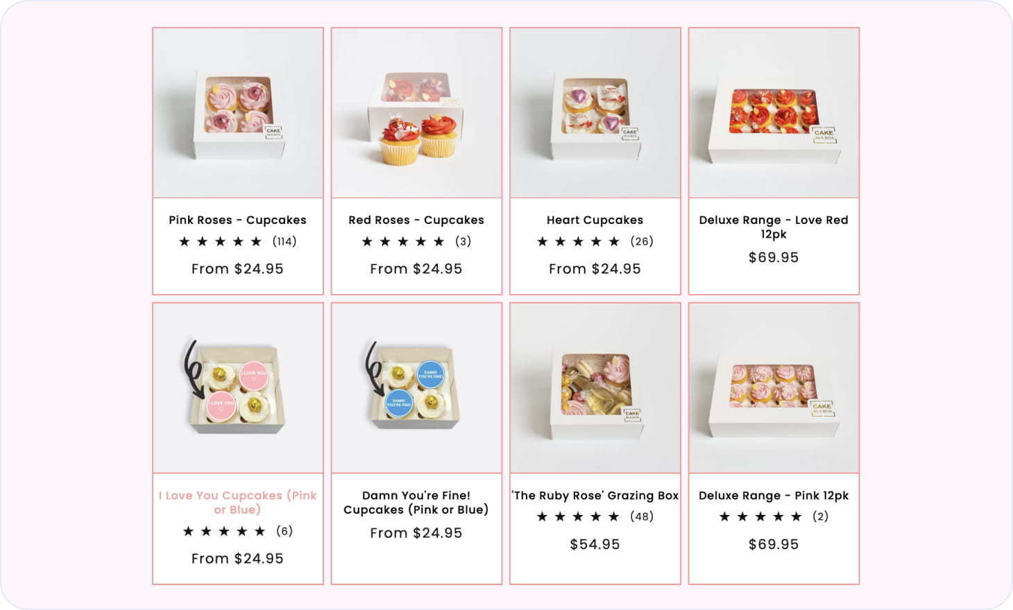 V-Day cupcakes catalogue