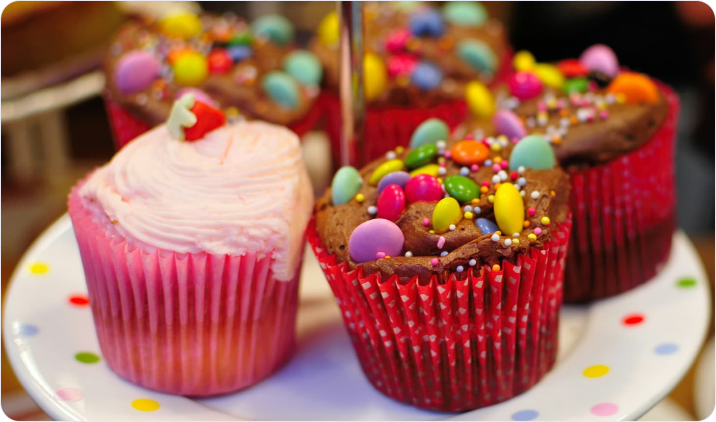 Candy-decorated cupcakes