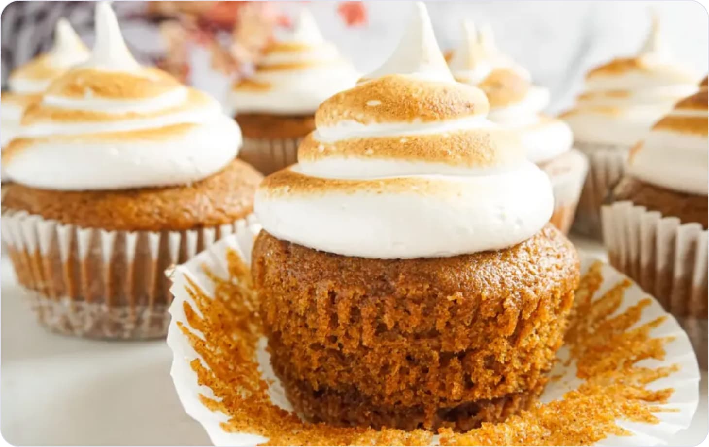 Appetizing vanilla cupcake with ginger crust