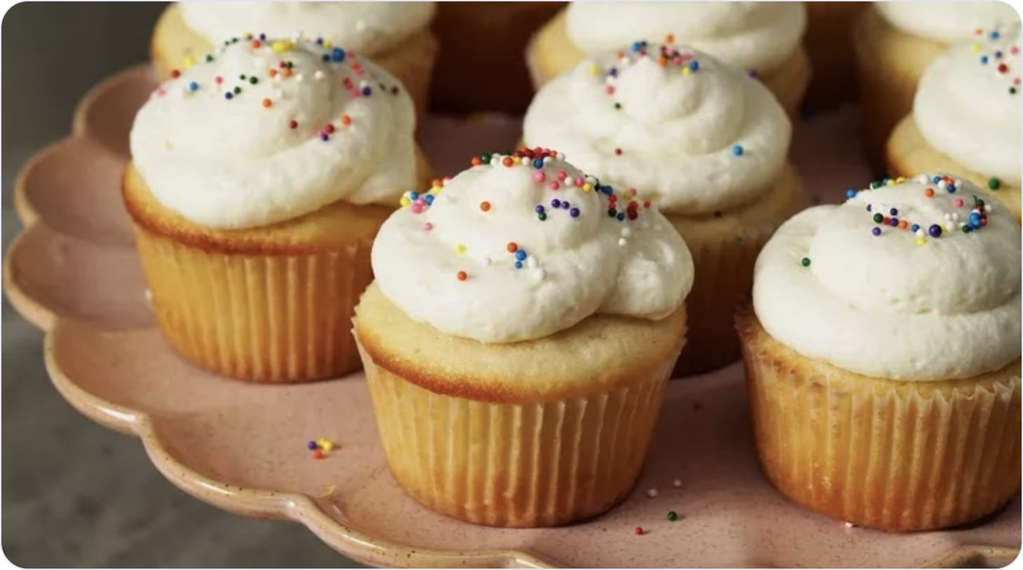 Decorated colored cupcakes