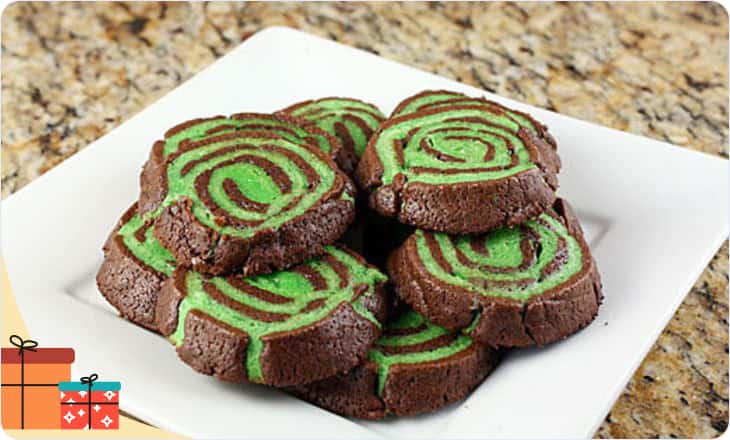 Soft Christmas cookies with chocolate and mint