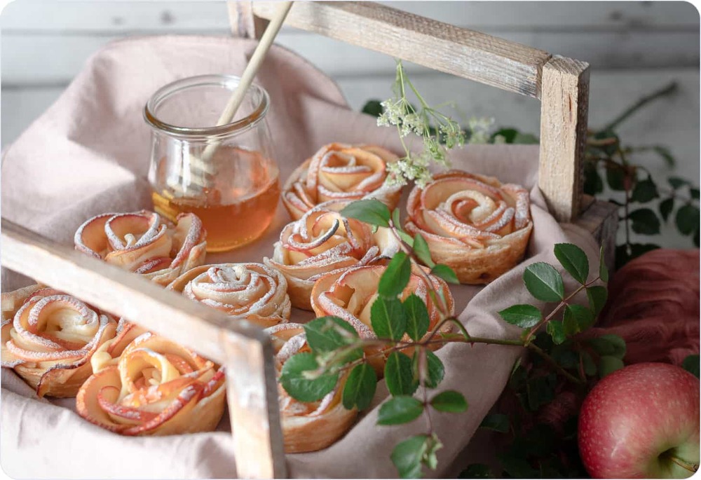 Pastries packed in a wooden box