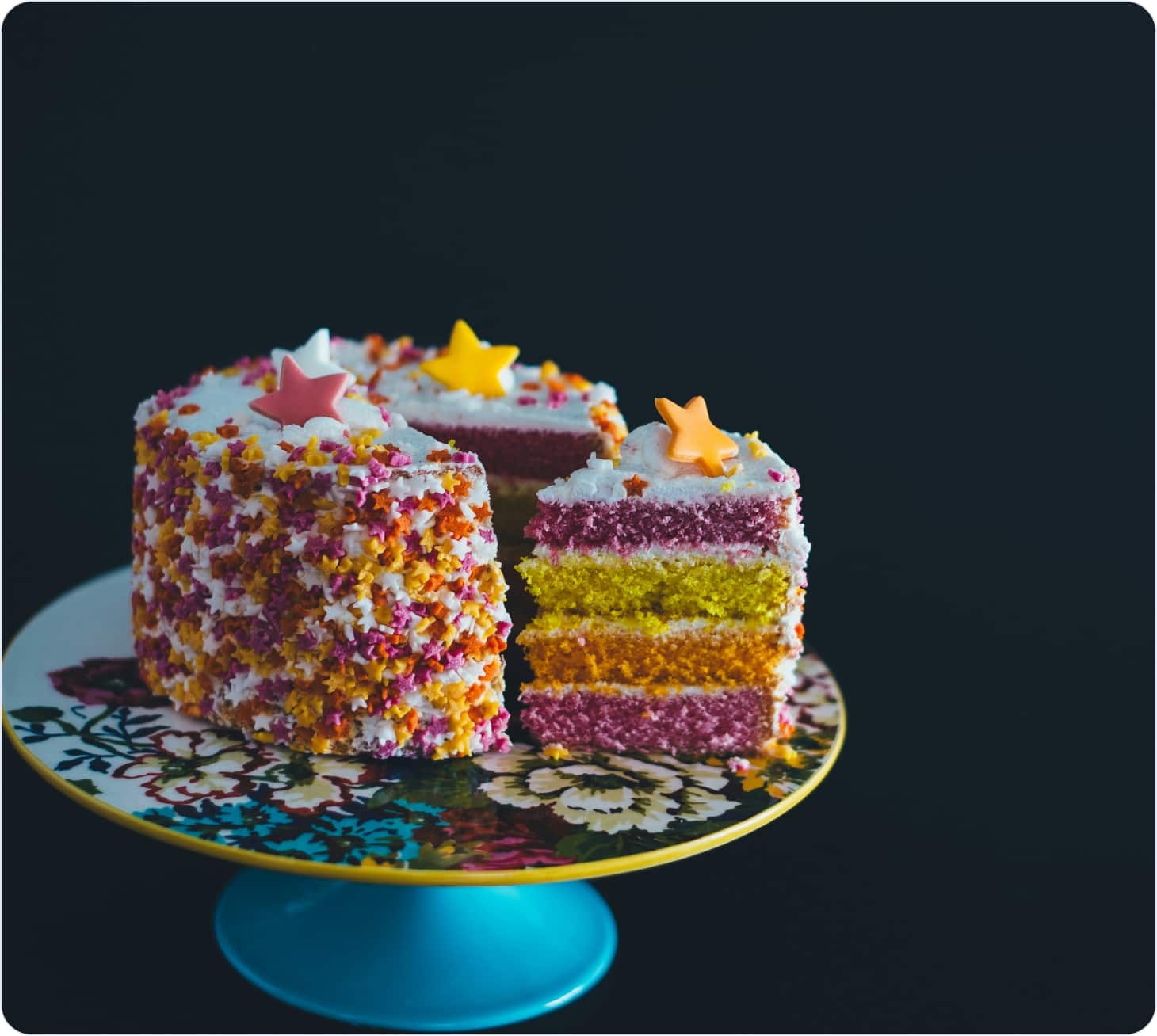 Picture of a cake from a 45-degree angle