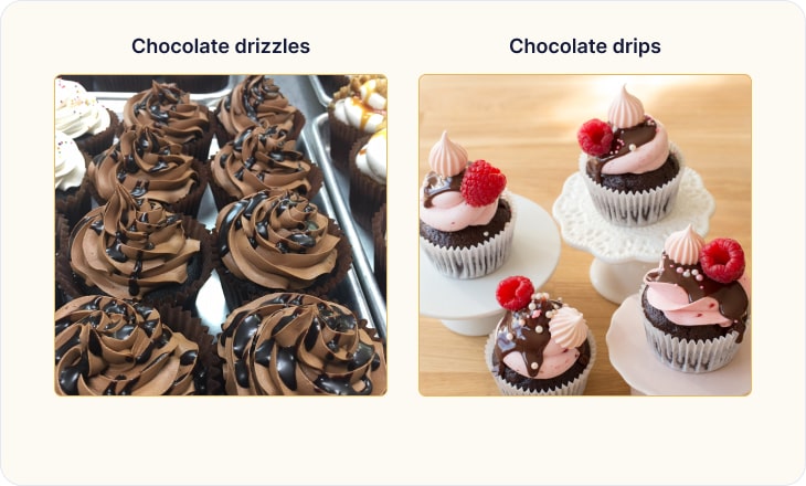 Drizzles and drips on cupcakes