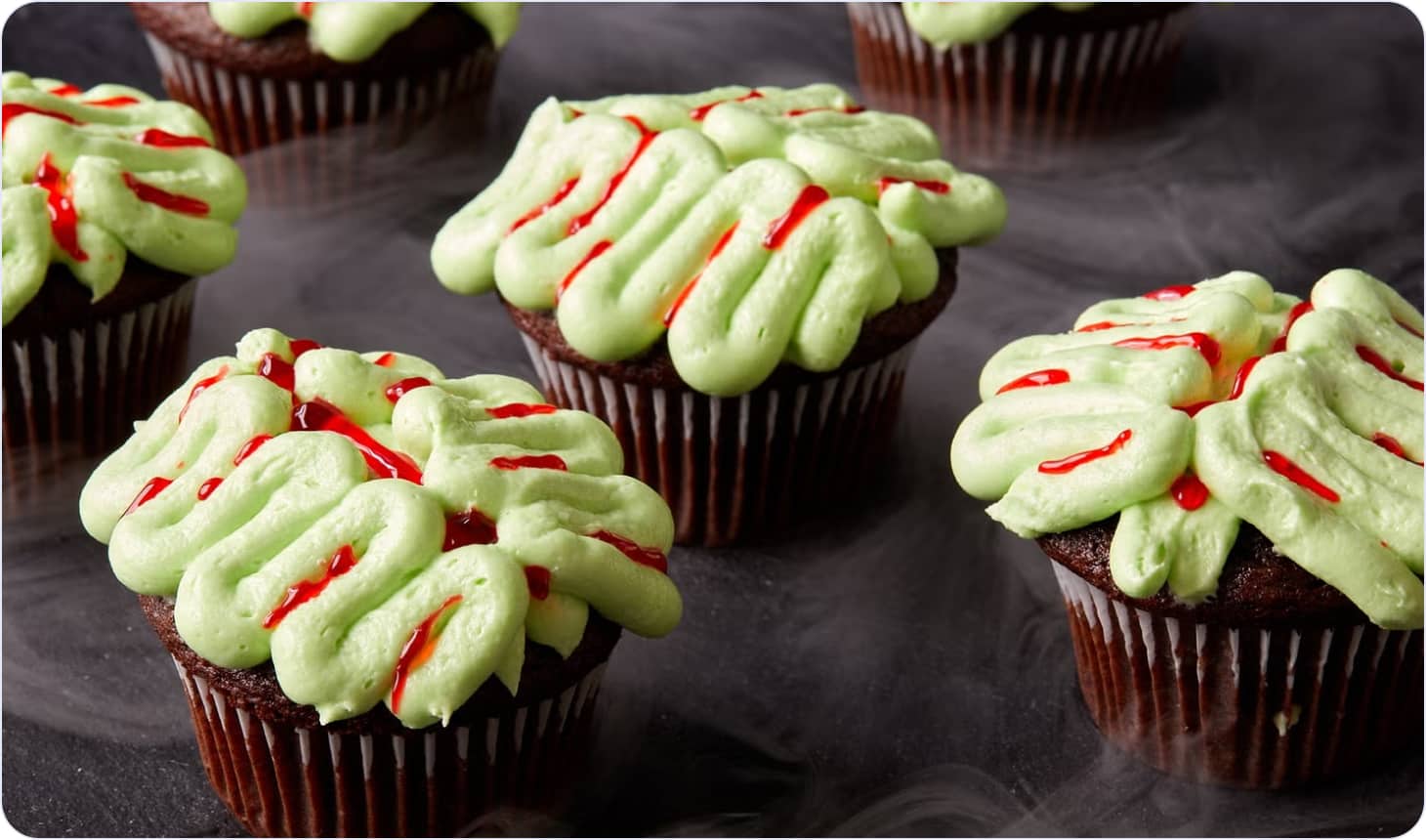 Zombie brain cupcakes decoration