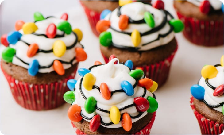 Candy decorated cupcakes